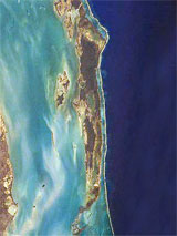 GtB Amergris Caye with the protective Reef running east of the Island