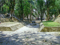 GtB The Ball Court at Lamanai with its large marker