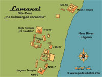GtB Map of the Belize
Mayan Site Lamanai, also called the
Submerged Crocodile