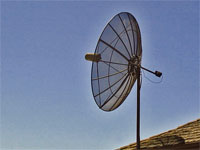 GtB 8 foot satellite
dish on a roof in Belize