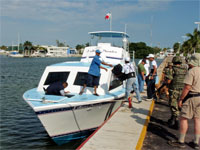 GtB Loading the Luggage in Chetumal in the Water Taxi to San Pedro in Belize.
